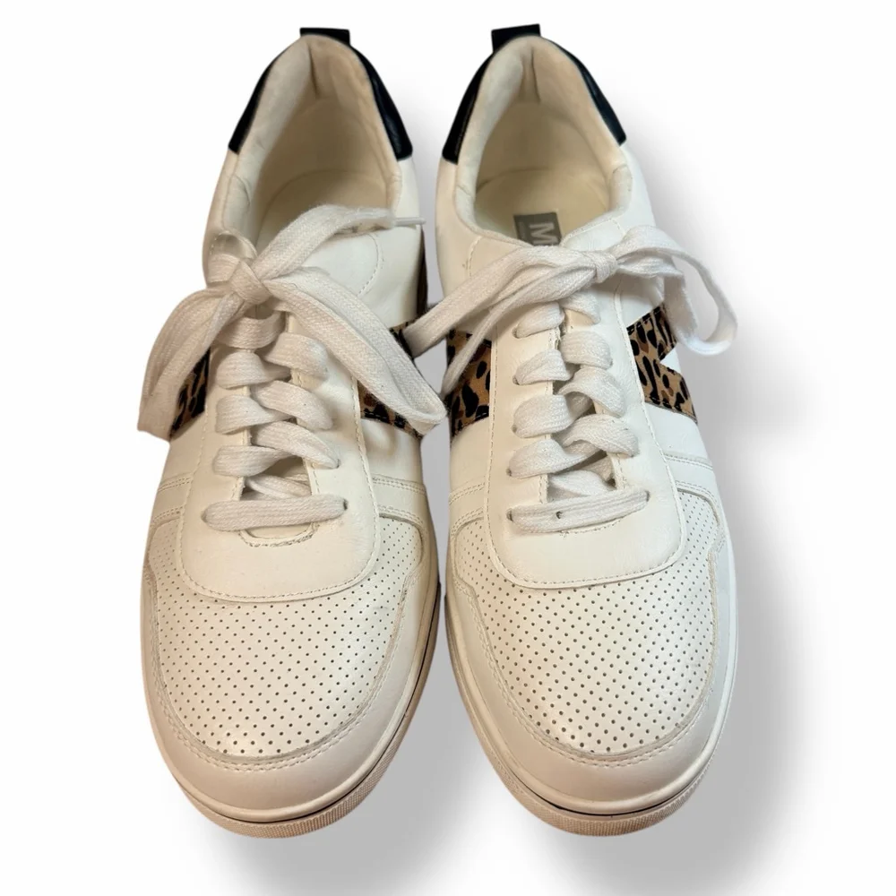 MIA White Leopard Accent Sneakers Women’s Size 10 Casual Low Top Lace Up